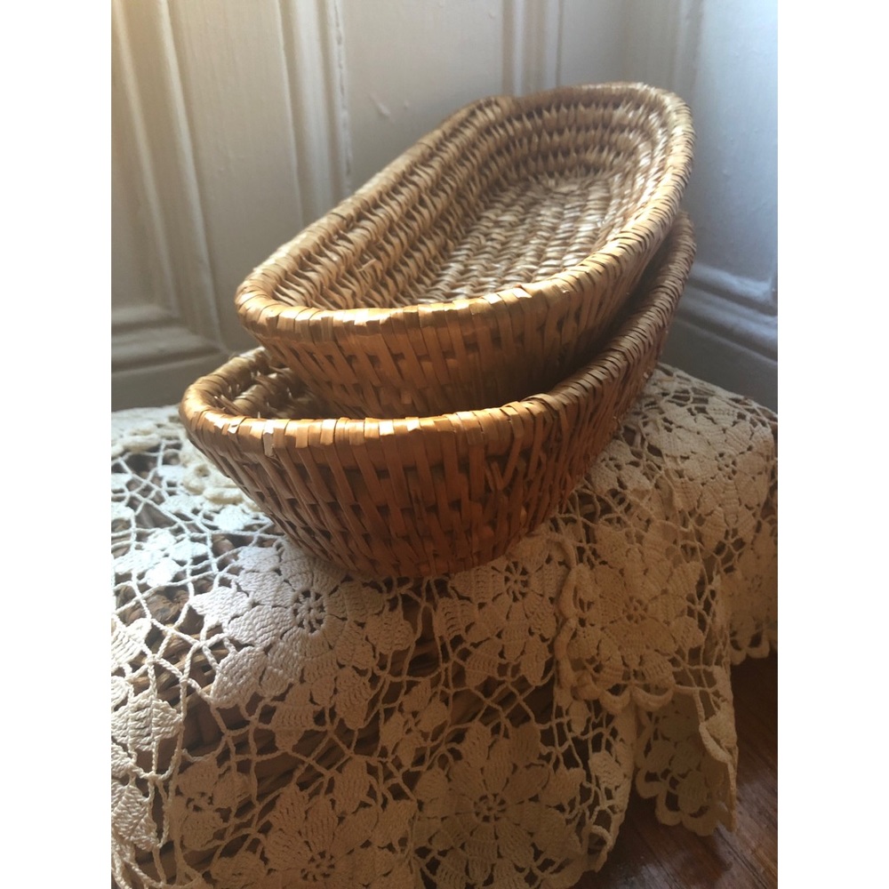Raffia-Boho-Oval-Natural Baskets-Handmade - Picture 3 of 6
